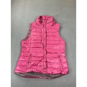 Gap Vest Womens M Pink Puffer Down Insulated Full Zip Pockets Taffeta Casual